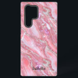 Imitate Rosa Marmortextur mit silberfarbenem Glitz Samsung Galaxy Hülle<br><div class="desc">Stilvolle Imitate rosa Marmoreffekt Textur Hintergrund. Kann mit Ihrem Namen angepasst werden.</div>