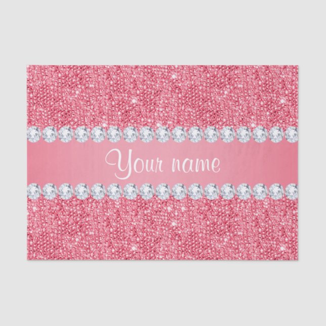 Imitate Rosa Sequenzen und Diamanten Seidenpapier (Vorderseite)