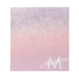 Imitate Rosa und Lila Funkelnd Glitzer Mit Monogra Notizblock