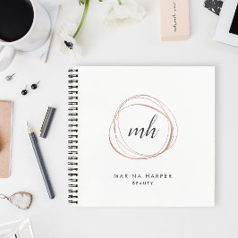 Imitate Rose Gold Abstrakt Monogramm Notizbuch