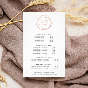Imitate Rose Gold Abstrakt Preise und Dienstleis Flyer