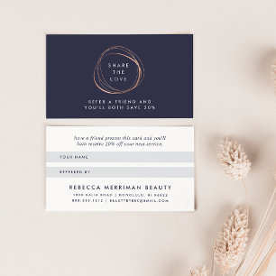 Imitate Rose Gold Abstrakte Logobeweise Empfehlungskarte