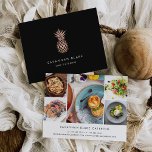 Imitate Rose Gold Ananas Werbefoto Collage Postkarte<br><div class="desc">Diese eleganten Postkarten sind perfekt für Fotografen, Caterer, Köche, Makeup-Künstler und Schönheitsprofis geeignet und verfügen über eine Imitat-Rose mit Goldfolie auf schwarzem Hintergrund, mit zwei Textzeilen in Weiß für Ihren Namen und/oder Firmennamen oder Ihre Spezialität. Fügen Sie Ihre Kontaktdaten auf der Rückseite zusammen mit fünf Fotos hinzu, um ein Portfolio...</div>