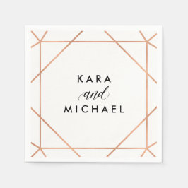 Imitate Rose Gold auf White Modern Geometric Weddi Serviette