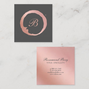Imitate Rose Gold Circle Monogram Quadratische Visitenkarte