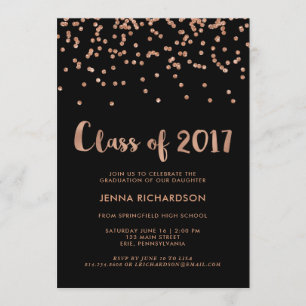 Imitate Rose Gold Confetti Graduation Party  Schwa Einladung