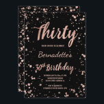 Imitate Rose Gold Confetti Spritzer 30. Geburtstag Einladung<br><div class="desc">Imitate Rose Gold Konfetti Spritzer 30. Geburtstag Eine moderne 30. Geburtstagsfeier Party Einladung mit modernen,  originellen und einfachen Imitaten Rose Goldfolie Einladung mit Rose Gold Konfetti Spritzer und handgeschriebene Pinsel Typografie auf einem vollständig anpassbaren schwarzen Hintergrund.. Wenn Sie einen geänderten Text benötigen,  zögern Sie nicht,  mich zu kontaktieren!</div>