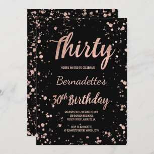 Imitate Rose Gold Confetti Spritzer 30. Geburtstag Einladung