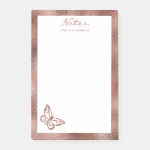 Imitate Rose Gold Fohlen Schmetterling & Benutzerd Post-it Klebezettel