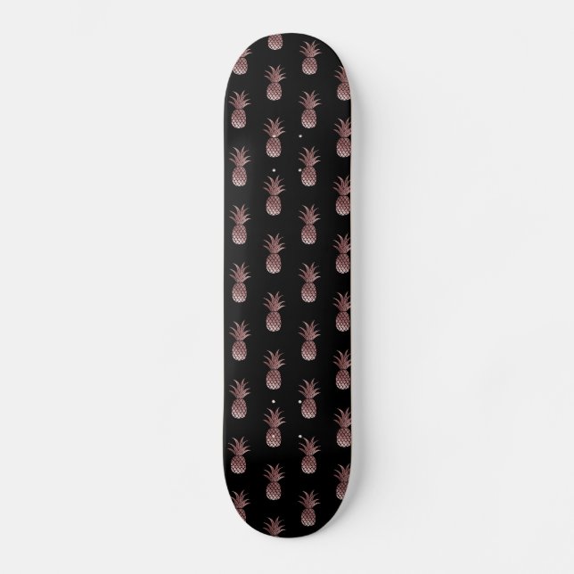 Imitate Rose Gold Foil Ananas Muster Skateboard (Vorderseite)
