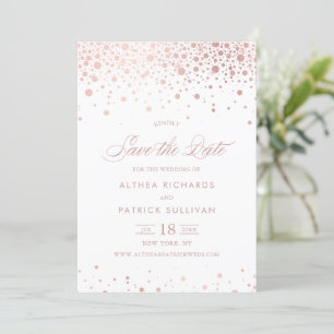 Imitate Rose Gold Foil Confetti Dots Hochzeit Save The Date