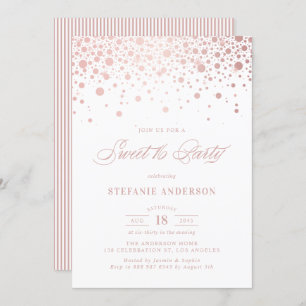 Imitate Rose Gold Foil Confetti Dots Sweet 16 Part Einladung