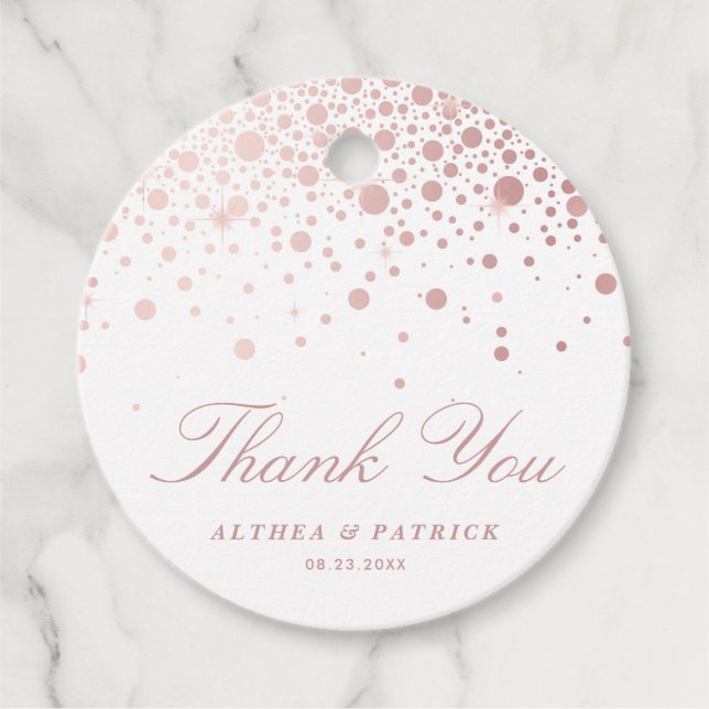 Imitate Rose Gold Foil Confetti Punkte Vielen Dank Geschenkanhänger (Vorderseite)
