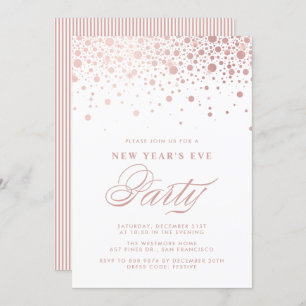 Imitate Rose Gold Foil Confetti Silvester Party Einladung
