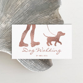 Imitate Rose Gold Foil Look Dog Walker & Hund Visitenkarte