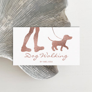Imitate Rose Gold Foil Look Dog Walker & Hund Visitenkarte