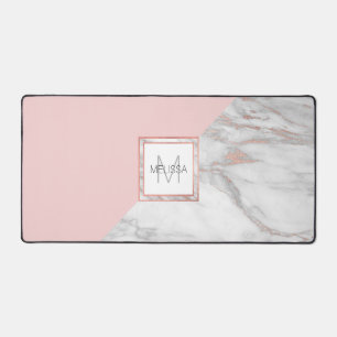 Imitate Rose Gold Foil Marmorplatte Rosa MONOGRAM Schreibtischunterlage
