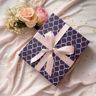 Imitate Rose Gold Foil und Navy Blue Quatrefolie Geschenkpapier