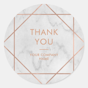 Imitate Rose Gold Geometric auf Marmor   Vielen Da Runder Aufkleber