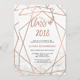 Imitate Rose Gold Geometric | Marble Graduation Pa Einladung