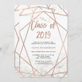 Imitate Rose Gold Geometric | Marble Graduation Pa Einladung