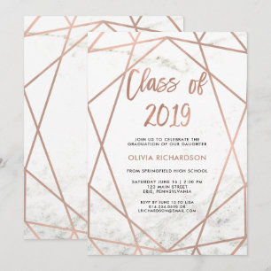 Imitate Rose Gold Geometric   Marble Graduation Pa Einladung