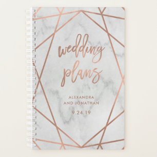 Imitate Rose Gold Geometric Marmorhochzeitplaner Planer
