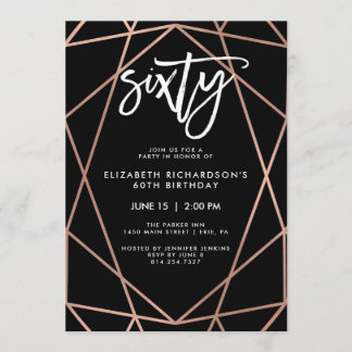 Imitate Rose Gold Geometrie| 60. Geburtstagspartei Einladung