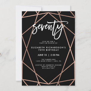 Imitate Rose Gold Geometrie  70. Geburtstagspartei Einladung
