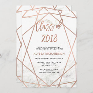 Imitate Rose Gold Geometrie  Marmorbildungspartei Einladung