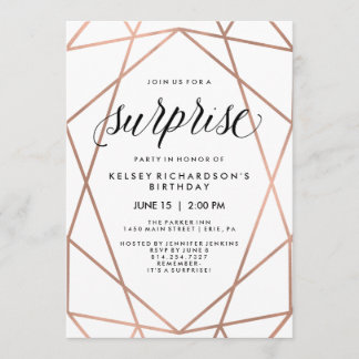 Imitate Rose Gold Geometrische Linien| Party Einladung