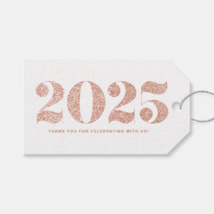 Imitate Rose Gold Glitzer 2024 Typografie Neujahr Geschenkanhänger