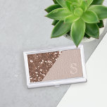 Imitate Rose Gold Glitzer Blush Business Card Fall Visitenkarten Dose<br><div class="desc">Fügen Sie Ihre Initialen zu diesen Imitate und fabelhafte Rose Gold Glitzer und rot Leder Look Business Card Case. Sie werden nicht unter einem glitzernden Fingersyndrom leiden,  da es ein visueller Effekt ist und flach gedruckt wird.</div>