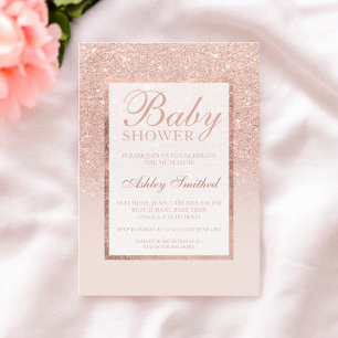 Imitate Rose Gold Glitzer elegante Babydusche Einladung