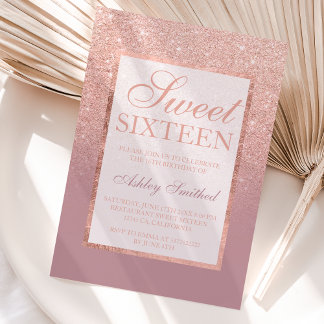 Imitate Rose Gold Glitzer elegante staubige Rose S Einladung