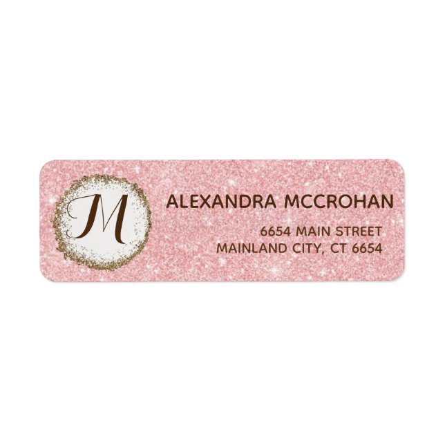 Imitate Rose Gold Glitzer Foil Rosa Rücksendeadres (Vorne)