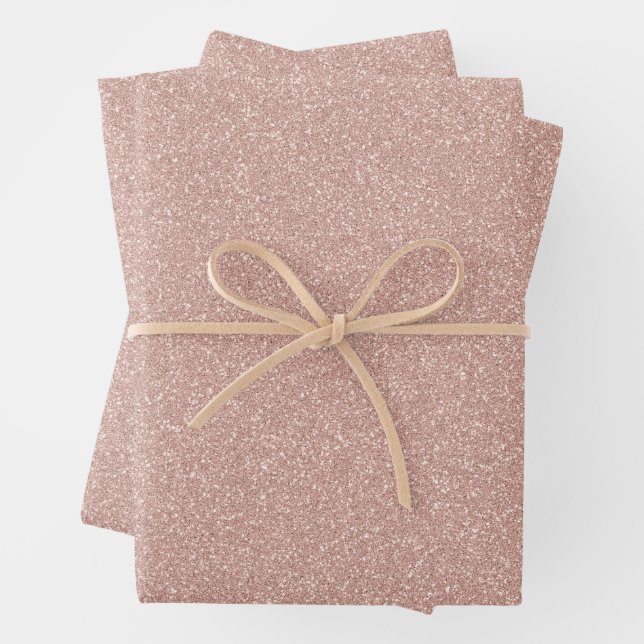 Imitate Rose Gold Glitzer Geschenkpapier Set (Beispiel)