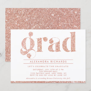 Imitate Rose Gold Glitzer Graduation Party Einladu Einladung