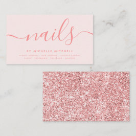 Imitate Rose Gold Glitzer Nageltechniker Blush  Visitenkarte