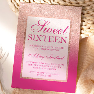 Imitate Rose Gold Glitzer ombre pink magenta Sweet Einladung