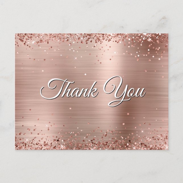 Imitate Rose Gold Glitzer Sprinkled Foil Vielen Da Postkarte (Vorderseite)