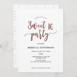 Imitate Rose Gold Glitzer süß 16 Einladung