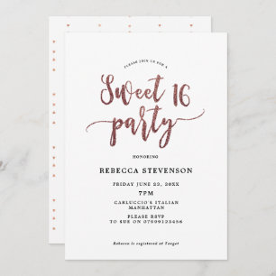 Imitate Rose Gold Glitzer süß 16 Einladung