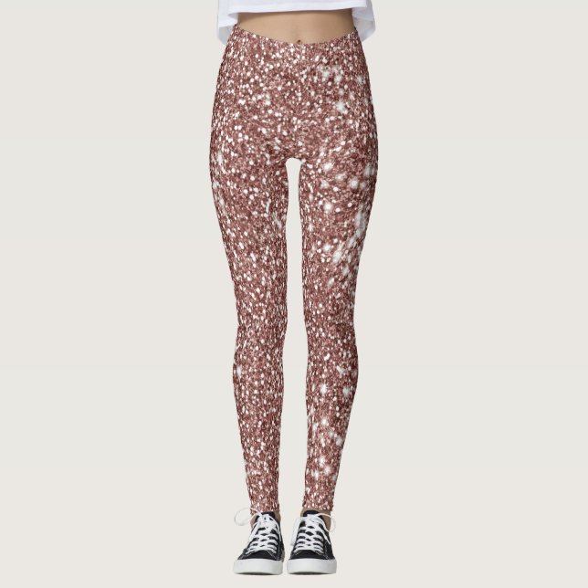 Imitate Rose Gold Glitzer Textur Look Leggings (Vorderseite)