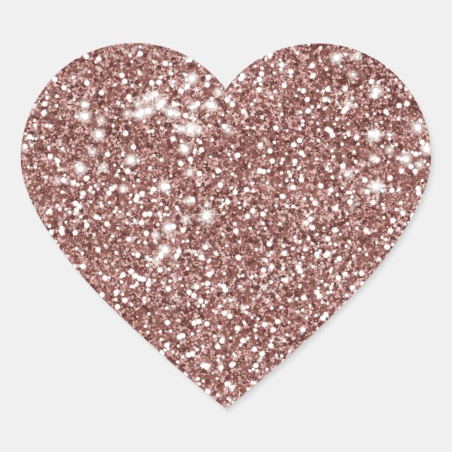 Imitate Rose Gold Glitzer Texture Look-like Design Herz-Aufkleber (Vorderseite)