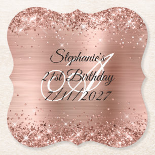 Imitate Rose Gold Glitzer und Foil 21. Geburtstag Untersetzer