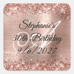 Imitate Rose Gold Glitzer und Foil 30. Geburtstag Quadratischer Aufkleber