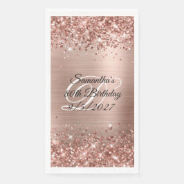 Imitate Rose Gold Glitzer und Foil 80. Geburtstag Serviette