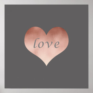 Imitate Rose Gold Liebe Text Herz Poster
