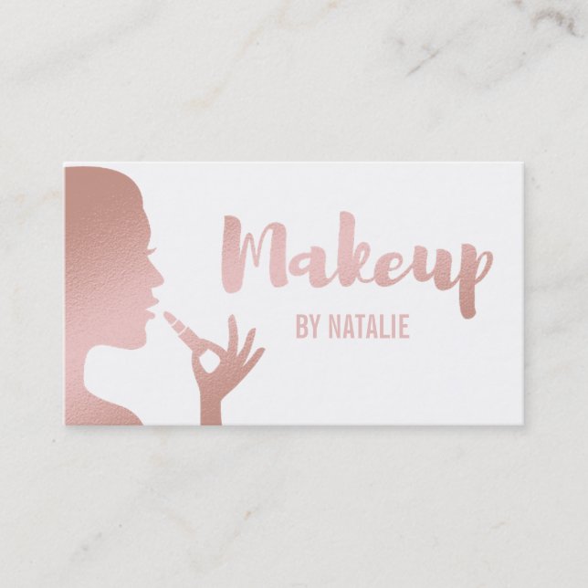 Imitate Rose Gold Lipstick Makeup Business Card Visitenkarte (Vorderseite)
